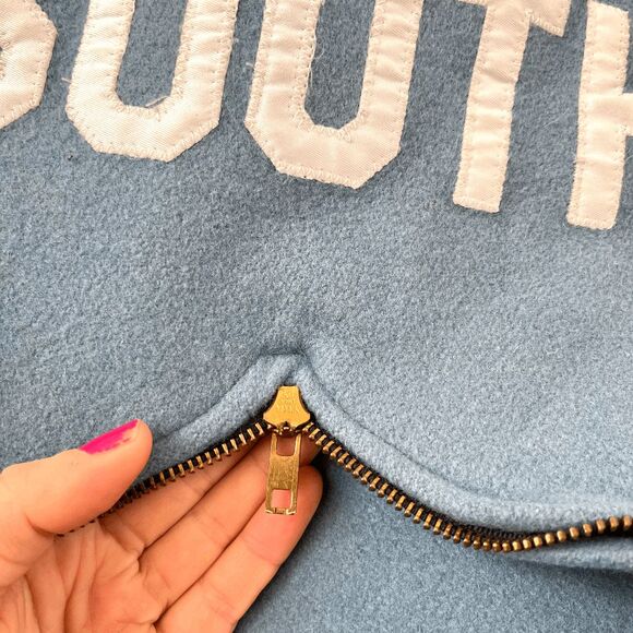 Unisex Holloway Varsity Jacket Heavy Wool Leather Accents Hood L/XL, 90s Vintage - Picture 12 of 12